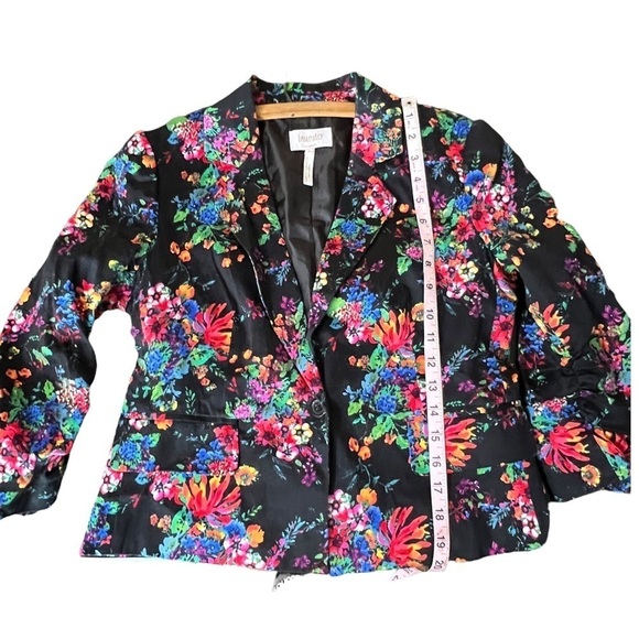 Laundry Shelli Segal Womens Sz 6 Blazer Jacket Single Button Black Floral Casual - Picture 6 of 11